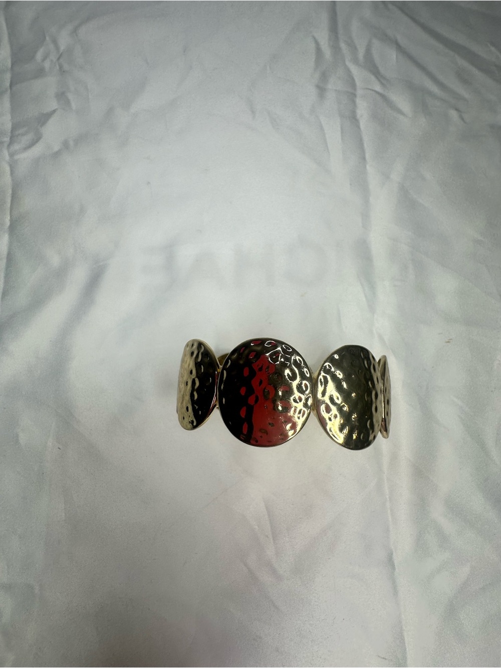 Source Unknown Gold-Tone Hammered Disc Cuff Bracelet